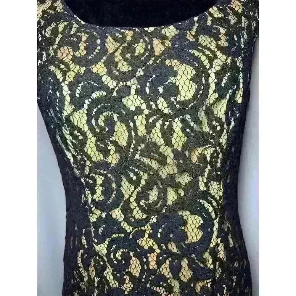 Adrianna Papell Women's Black Lace Sheath Dress Size 10 Party Cocktail - Picture 2 of 10
